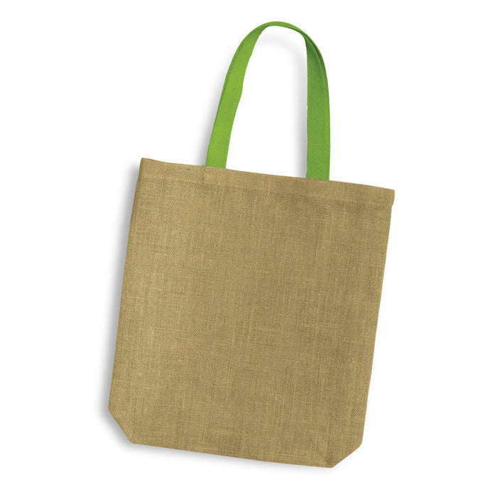 Thera Jute Tote Bag - Coloured Handles - Custom Promotional Product