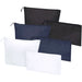 Swift GRS Recycled Toiletry Bag Set - A set of six toiletry bags in black, navy, and white, varying in size with zip closures and a logo.