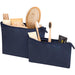 Swift GRS Recycled Toiletry Bag Set - A navy toiletry bag set containing a hairbrush, toiletries, and bamboo toothbrushes, with two zipped compartments.