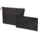 Swift GRS Recycled Toiletry Bag Set - A black recycled toiletry bag set featuring a large and a small zippered pouch. Both bags have a logo.