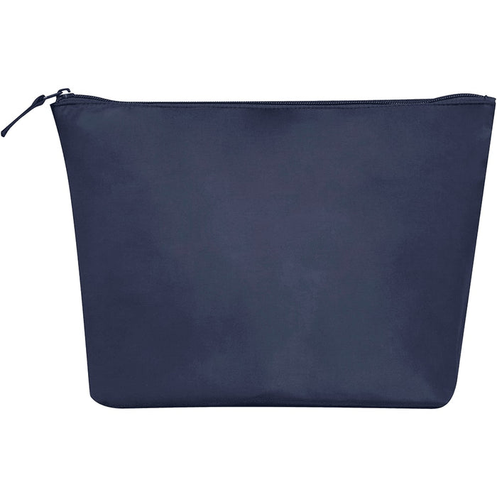 Swift GRS Recycled Toiletry Bag Set - A dark blue toiletry bag with a zip closure, featuring a simple design and a logo.