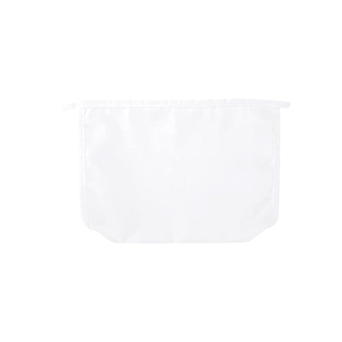 Muse GRS RPET Toiletry Pouch - A white toiletry pouch with a zip closure and a logo. It has a simple, minimalist design.