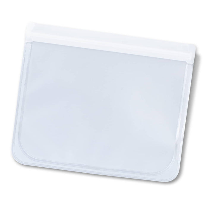 Julienne Reusable Pouch - A clear reusable pouch with a white sealing mechanism, ideal for storage or organisation.