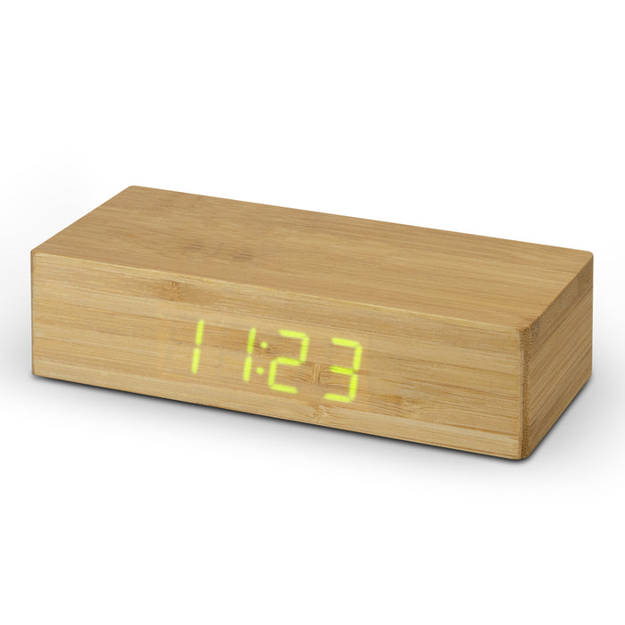 Bamboo Wireless Charging Clock - Custom Promotional Product