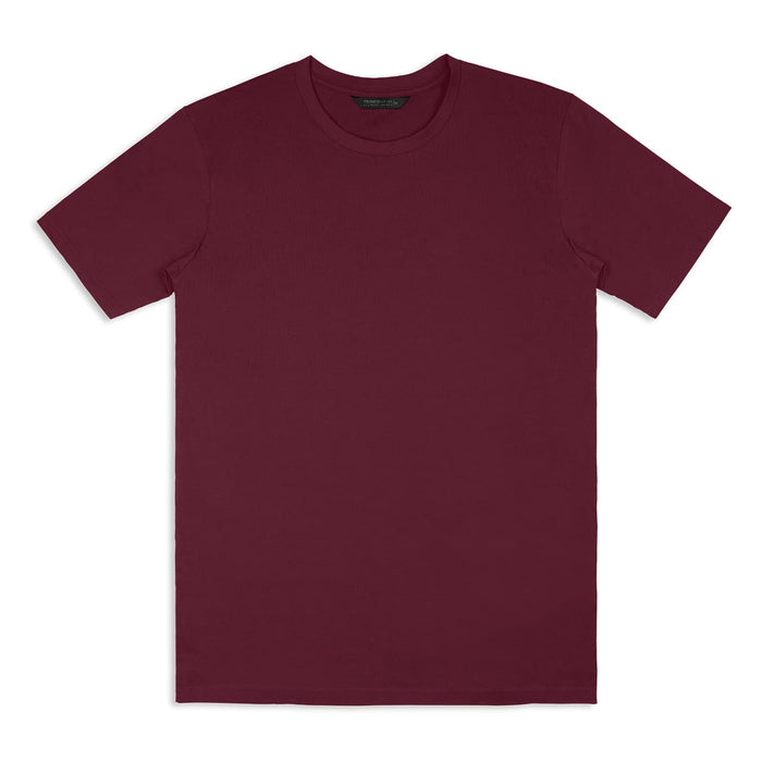 TRENDSWEAR Element Unisex T-Shirt - A unisex TRENDSWEAR Element T-shirt in a deep burgundy colour, featuring a plain design and a logo.