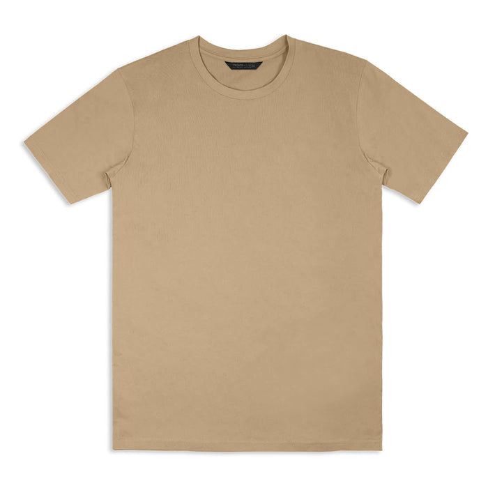 TRENDSWEAR Element Unisex T-Shirt - A beige unisex T-shirt with a round neckline and short sleeves, featuring a logo on the label.