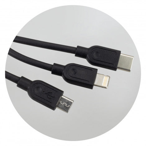Bamboo Triple Connector Cable - Custom Promotional Product