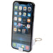 Aggia Recycled Plastic Phone Stand w/ Fidget Toy - A white recycled plastic phone stand featuring a fidget toy attached, designed to hold a smartphone.