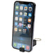 Aggia Recycled Plastic Phone Stand w/ Fidget Toy - A black recycled plastic phone stand featuring a fidget toy and displaying a smartphone with an app interface.