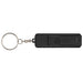 Aggia Recycled Plastic Phone Stand w/ Fidget Toy - A black keychain with a rectangular body and a circular attachment ring. It features a logo on one side.
