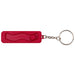 Aggia Recycled Plastic Phone Stand w/ Fidget Toy - A red recycled plastic phone stand with a fidget toy attached, featuring a keychain loop.