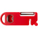 Kipper Multi-purpose Kitchen Tool - A red multi-purpose kitchen tool featuring a peeler, bottle opener, and a small tip for various functions.