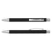 Lancer Fashion Pen - A black metal pen featuring a silver clip and accents, shown from two angles. Includes branding logo on the side.