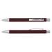 Lancer Fashion Pen - A maroon metal pen featuring silver accents and a clip, showcasing a sleek and elegant design.