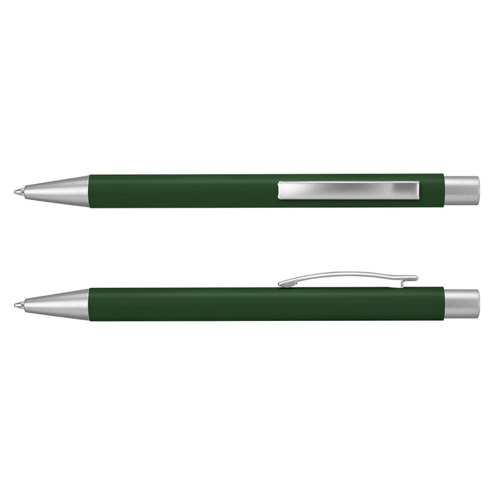 Lancer Fashion Pen - A green metal pen with a silver clip and tip, showcasing a sleek and stylish design.