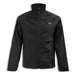 Swiss Peak Urban Softshell Jacket - A black softshell jacket featuring a high collar and a logo, suitable for various outdoor activities.