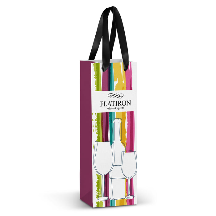Champagne Ribbon Handle Paper Bag - Full Colour - Custom Promotional Product