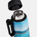 SPICE Calypso Bottle 500ml - Full Colour - A drink bottle with a blue and scenic design, featuring a black handle and a stainless steel opening.