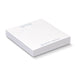 Recycled Sticky Pad 70 x 75mm - 100 Sheets - A white recycled sticky pad with 100 sheets, featuring a logo on the side.