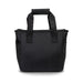 Oceana Recycled Cooler Bag - A black cooler bag with short handles and two side pockets, featuring a textured fabric. It has a logo on one side.