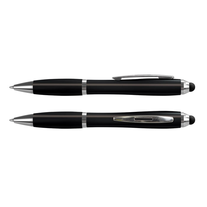 Vistro Stylus Pen - Colour Match - A stylus pen in black with silver accents, featuring a smooth body and a clip for easy attachment.