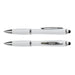 Vistro Stylus Pen - Colour Match - A stylus pen in white with silver accents, featuring a logo. Two pens are displayed.