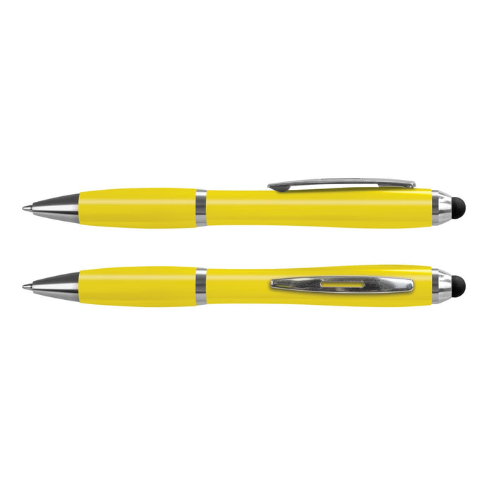 Vistro Stylus Pen - Colour Match - A yellow stylus pen with a shiny silver clip and accents. The product features a smooth finish and branding.
