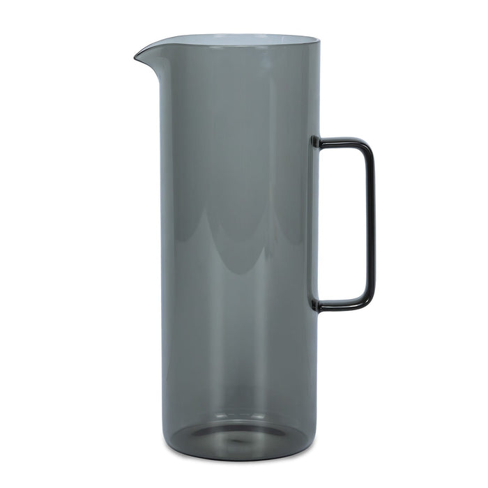 Keepsake Arlo Carafe - A drink bottle in a sleek, smoky grey colour with a prominent handle and a spout, featuring a logo.