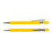 Prime Stylus Pen - A yellow stylus pen with chrome accents, featuring a sleek design and a flat top. It has a brand logo.