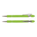 Prime Stylus Pen - A green stylus pen with a shiny silver clip and accents, showcasing a sleek design and a logo.