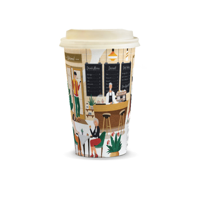 Compostable Paper Coffee Cup with Lid - 350ml - Custom Promotional Product