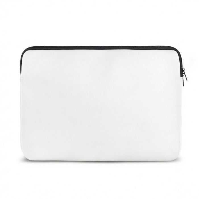 Full Colour Laptop Sleeve - Large - A large white laptop sleeve with a black zip, featuring a plain design and no visible logos.