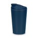 Corsica Coffee Cup - A navy blue Corsica coffee cup with a secure lid and a streamlined design. It features a logo on the surface.