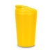 Corsica Coffee Cup - A yellow coffee cup with a lid, featuring a smooth finish and a logo.