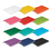 Omega Notebook and Pen Gift Set - A collection of notebooks in various colours including white, yellow, orange, red, green, pink, dark green, teal, blue, purple, and black.