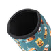 Neoprene Cup Sleeve - Small - A neoprene cup sleeve in teal featuring various drink illustrations, with a black trim and an inner opening.