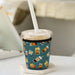 Neoprene Cup Sleeve - Small - A drink bottle sleeve in teal with various drink illustrations, designed to insulate and hold cups.
