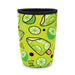 Neoprene Cup Sleeve - Medium - A drink bottle sleeve in vibrant green with a lime and popsicle pattern, featuring a black top edge.