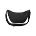 Byron Recycled Waist Bag 1.5L - A black recycled waist bag with a curved design and adjustable strap, featuring a logo.