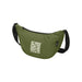 Byron Recycled Waist Bag 1.5L - An olive green waist bag with a shoulder strap and a logo, featuring a motivational text design.