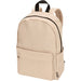 Byron 14" GRS Recycled City Laptop Backpack 16L - A beige laptop backpack with a front pocket, adjustable straps, and a logo on the side.