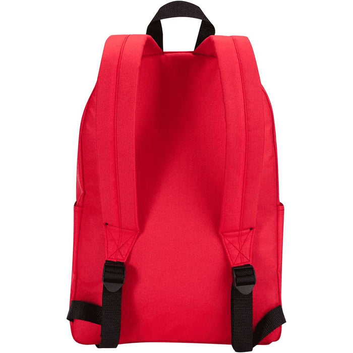 Byron 14" GRS Recycled City Laptop Backpack 16L - A red backpack featuring adjustable black straps and side pockets, with a simple, clean design.