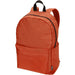 Byron 14" GRS Recycled City Laptop Backpack 16L - An orange laptop backpack with a front pocket and black zippers. It features padded shoulder straps and a logo.