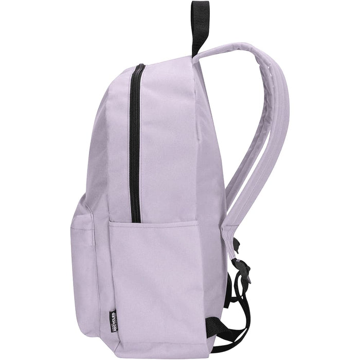 Byron 14" GRS Recycled City Laptop Backpack 16L - A pastel purple laptop backpack with two front pockets and adjustable straps, featuring a logo.