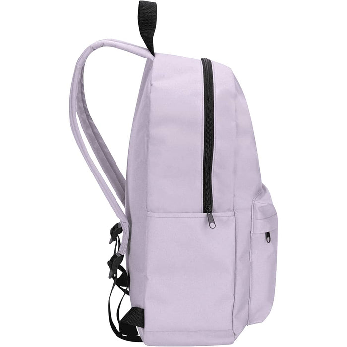 Byron 14" GRS Recycled City Laptop Backpack 16L - A light purple laptop backpack with a zipped main compartment and side pockets. It features adjustable straps and a logo.