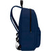 Byron 14" GRS Recycled City Laptop Backpack 16L - A navy laptop backpack features a sleek design, adjustable straps, and side pockets. It has a logo on it.