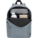 Byron 14" GRS Recycled City Laptop Backpack 16L - A grey laptop backpack with an open main compartment displaying a drink bottle, notebook, and space for a laptop.