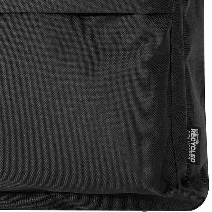 Byron 14" GRS Recycled City Laptop Backpack 16L - A black laptop backpack with a textured finish, featuring a side pocket and a logo branding.