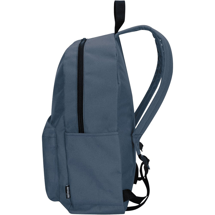 Byron 14" GRS Recycled City Laptop Backpack 16L - A grey backpack with a sleek design and two exterior pockets, featuring adjustable straps and a logo.