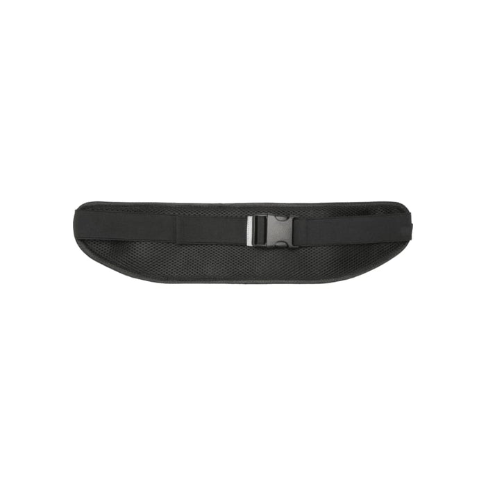 Varyon GRS Recycled Running Waist Pack - A black running waist pack featuring a buckle and mesh design, ideal for carrying essentials while active.